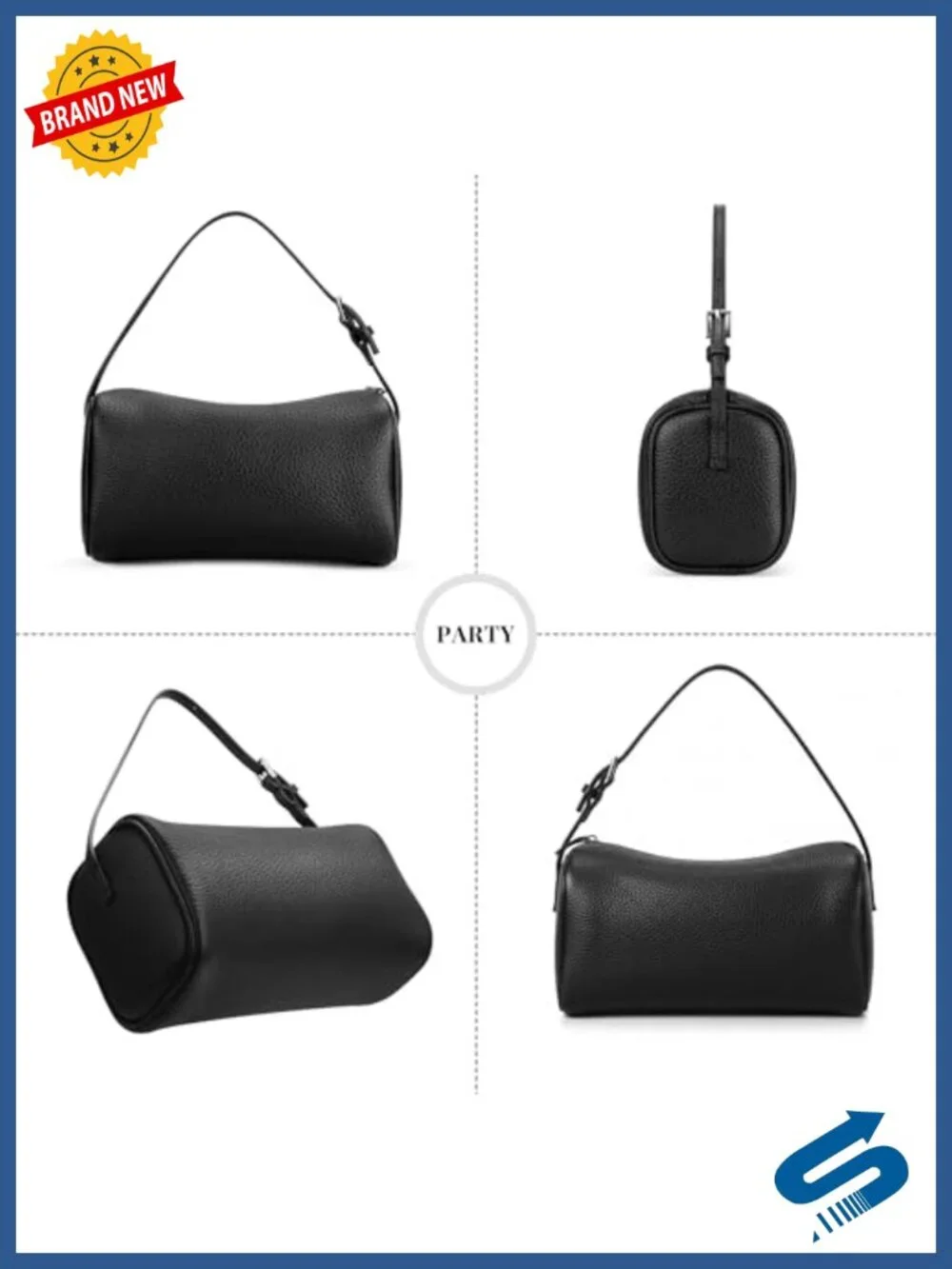 Vegan Leather Mini Crossbody Purse with Adjustable Strap Hobo Bag Barrel Shape